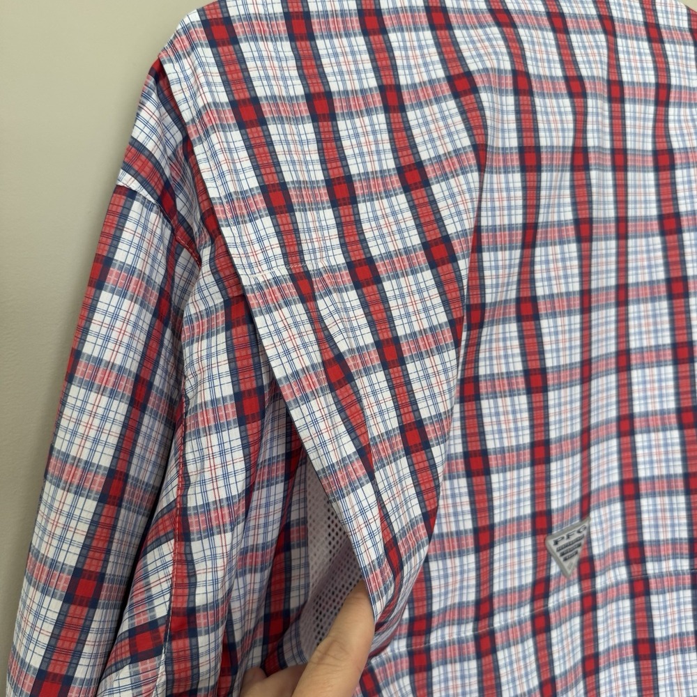 Columbia PFG Omni-shade Shirt Red Short Sleeve Button Up Vented Men's Size XL - Picture 5 of 8